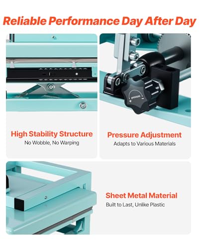 VEVOR Hybrid Heat Press, 15 x 15 inch, 8-in-1 Multifunction, Heat Up Fast and Even, All-New Patented Design, Easy to Control, Sublimation Press Machine for T-Shirts/Tumblers/Caps/Plates, Light Green VEVOR
