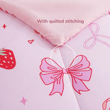 Wink Deer Twin Comforter Set for Girls-3 Pieces Pink Bow Twin Bedding Sets for Kids,1 Comforter,1 Sham and 1 Decor Pillow Wink Deer