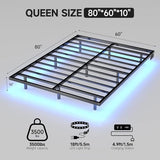 Aelawe Floating Bed Frame Queen Size with LED Lights and Charging Station, Metal Platform Bed, Easy Assembly No Box Spring Needed Aelawe