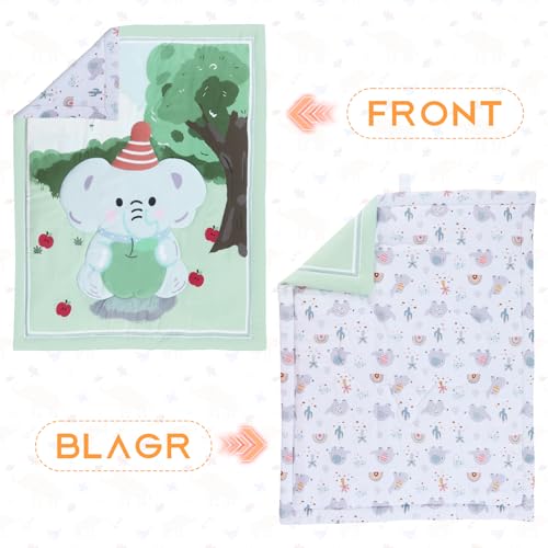 Haleeone 3 Piece Baby Crib Bedding Set – Includes Soft Crib Fitted Sheet, Comforter and Skirt, Crib Nursery Bed Set Decor for Baby Boy and Girl - Elephant Haleeone