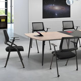 CLATINA Stackable Foldable Conference Room Chairs with Wheels, Portable Padded Office Desk Chair with Lumbar Support and Armrest for Training Room, Guest, Reception, Event, Black (8pk) CLATINA