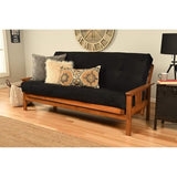 HomeStock Full Size Futon Frame with Mattress - Hardwood Sofa Bed Convertible 79" Suede Black/Without Storage Drawers HomeStock