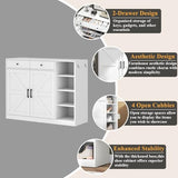 Loomie 5-Tier Shoe Cabinet with 4 Side Cubbies, Farmhouse Shoe Rack Cabinet with 6 Adjustable Shelves & 2 Drawers, Freestanding Shoe Storage Cabinet with 4 Brackets & 2 Hooks for Entryway (White) Loomie