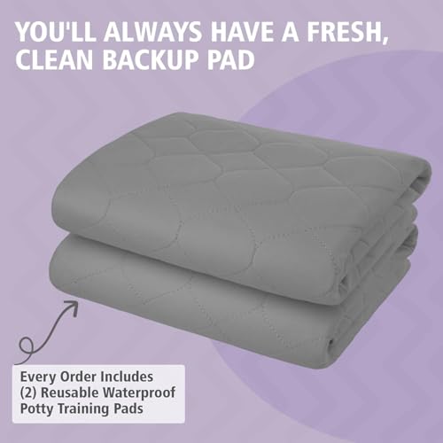 Lynmark® 2X Toddler Potty Training Bed Pads - Soft Waterproof Bedwetting Pee Protector Mat for Kids - Multi-Layer Non-Slip Washable Incontinence Mattress Sheet Absorbs Up to 2000ml - 33" x 27", Grey Lynmark