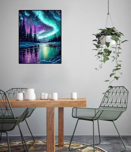 Starry Night Stamped Cross Stitch Kits - Needlepoint Counted Cross Stitch Kits for Beginner Adult Crossstitching Printed Dimensions Scenery Patterns Stitch Embroidery Kits Arts and Crafts Paintcolor