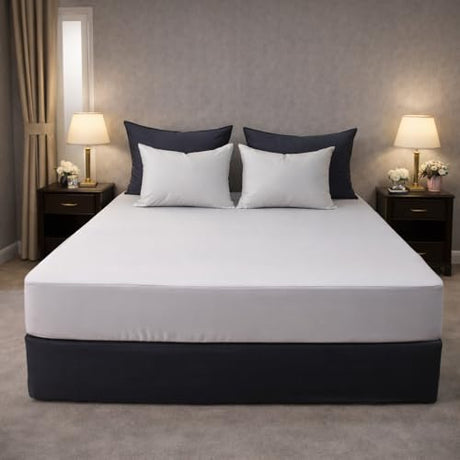 100% Cotton Single Layer Mattress Cover King Size, Elastic Mattress Cover, Stretches Up to 16 Inches Deep, Cozy, Absorbent, Easy to Replace, Machine Washable (6 Colors) (Ivory, Queen) Seragio