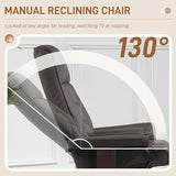 HOMCOM Faux Leather Reclining Chair, Swivel Ottoman Chair, Recliner with Ottoman with High Back and Wood Frame for Living Room, Brown HOMCOM