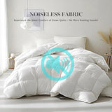 Martha Stewart White Goose Feather Down Fiber Comforter Queen Size- All Season Duvet Insert, Noiseless Fabric with 51oz Filled Luxury Cloud Fluffy Bed Comforter with 8 Corner Loops, White 90x90inch Martha Stewart