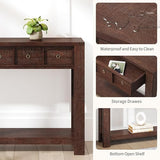 IDEALHOUSE 54inch Rustic Wooden Entryway Table with 2 Drawers & Open Shelf – Farmhouse Console Sofa Table for Hallway, Foyer & Living Room, Brown IDEALHOUSE