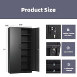 Allouncer Metal Storage Cabinet with 5 Adjustable Shelves, Pantry Cabinet with 2 Doors, Lockable Garage Storage Cabinet, Tool Cabinet, File Storage Cabinets -71" Black Allouncer