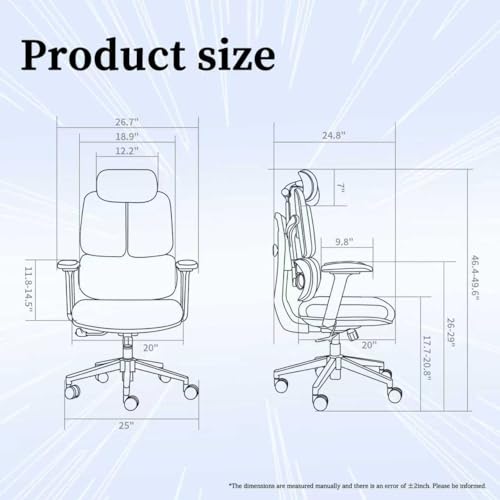 Ergonomic Office Chair 500 LBS Home Mesh Office Chair Comfortable Gaming Desk Chairs Adjustable 90-125° Tilt Rolling Computer Chairs with Wheel 3D Armrest ESaure