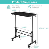 WINAZ Small Portable Rolling Standing Desk - 32 Inch Adjustable Height Mobile Teacher Podium on Wheels for Classroom, Stand Up Desks for Treadmill Walking Pad, Couch Sofa Side Laptop Table, Black WINAZ