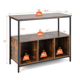 Giantex Buffet Sideboard, Wooden Cupboard, Kitchen Pantry w/Spacious Countertop, Large Open Shelf, 3 Cube Storage Cabinet, Sturdy Rustproof Steel Frame, Modern Stationary Island, Brown & Black Giantex