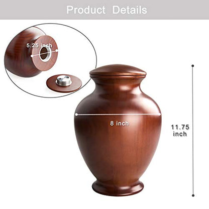 Elegant Wood Vase Urns for Human Ashes Adult Male/Female,for Adults up to 200lbs,Burial Cremation urn for Funeral