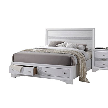 Acme Naima Queen Wooden Storage Bed in White ACME Furniture