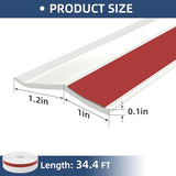 Piclafe Garage Door Seal Top and Sides, Garage Door Weather Stripping, Universal Garage Door Trim Weatherproofing Seal Strips with Adhesive Backing and Screws, White, 34.4FT Piclafe