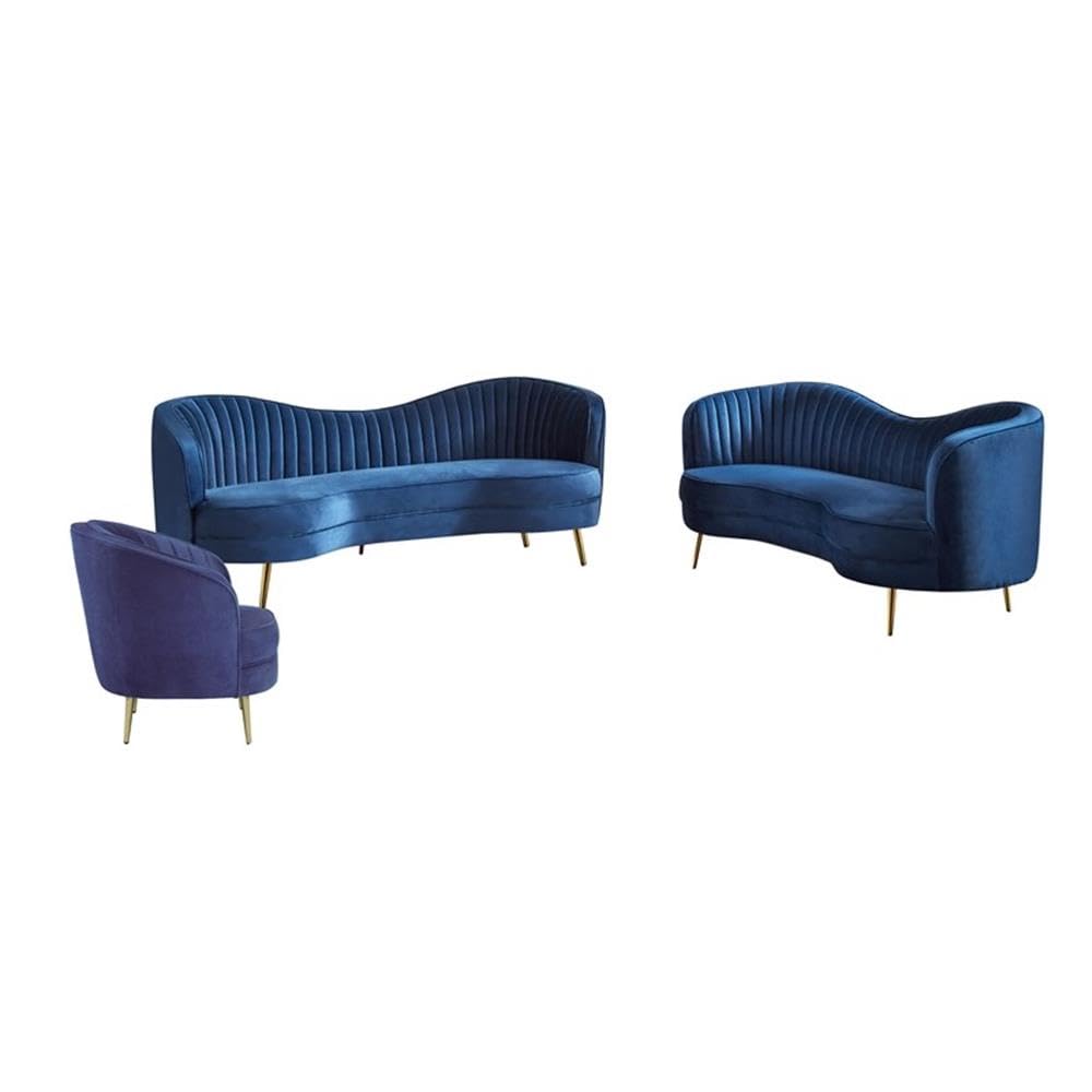 Coaster Sophia 3-Piece Sofa Set, Blue Coaster Fine Furniture