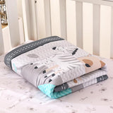 Wowelife Mini Crib Bedding Set Boy, 3 Piece Baby Bedding Set Nursery Bedding Set Elephant, Giraffe, Zebra Breathable Soft for Baby Boy with Comforter, Crib Fitted Sheet and Crib Skirt, Gray Wowelife