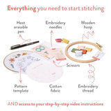 Clever Poppy Floral Stitch Sampler Beginner Embroidery Kit – Easy Embroidery Kit for Beginners with Hoop, Thread & Patterns – Hand Embroidery Kit for Adults and Teens – Complete Embroidery Starter Kit