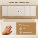 HOMCOM Full Size Bed Frame with Upholstered Headboard, Platform Bed Frame with Wooden Slats, No Box Spring Needed, Easy Assembly, Natural HOMCOM