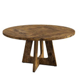 GarveeHome 47-Inch Round Large Dining Table, Wooden Kitchen Table Set for 4 to 6, Farmhouse Dinner Table with Wooden Top and Legs for Home Dining Room or Living Room - Rustic Brown(Only Table) GarveeHome