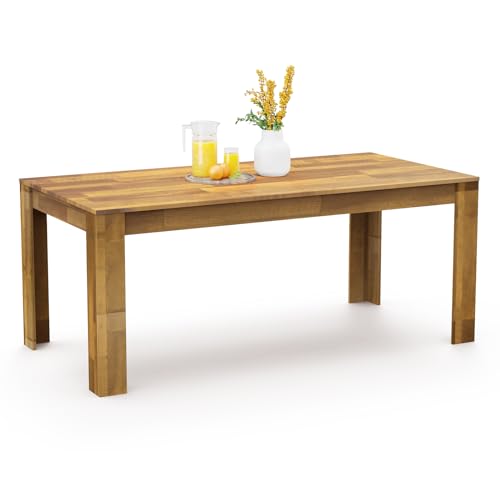 STHOUYN 71" 6ft Kitchen Dining Room Table for 6 8, Large Farmhouse Dinner Table, Wood Rectangular Long Table for Big Family, Waterproof & Scratch Resistant, Conference Table (Brown) STHOUYN