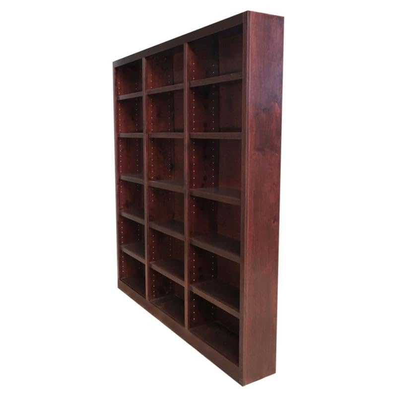 Pemberly Row 84" Tall Triple Wide Cherry Wood Bookcase with 18 Shelves - WoodArtSupply