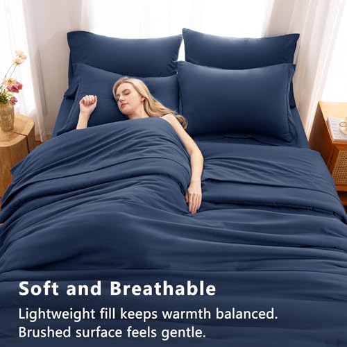 CozyLux Twin Comforter Set Navy Blue, 5 Pieces Bed in a Bag Twin Comforter Set with Sheets, All Season Bed Sets with Down Alternative Comforter, Fitted Sheet, Flat Sheet, Pillow Sham and Pillowcase CozyLux