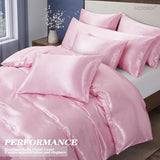 MILVOWOC 6 Pcs Blush Pink Satin Duvet Cover Full/Queen Size Set, Silky Bed Duvet Cover Ultra Soft Comforter Cover, 1 Satin Duvet Cover, 1 Body Pillowcase, 4 Pillow Cases (No Comforter) MILVOWOC