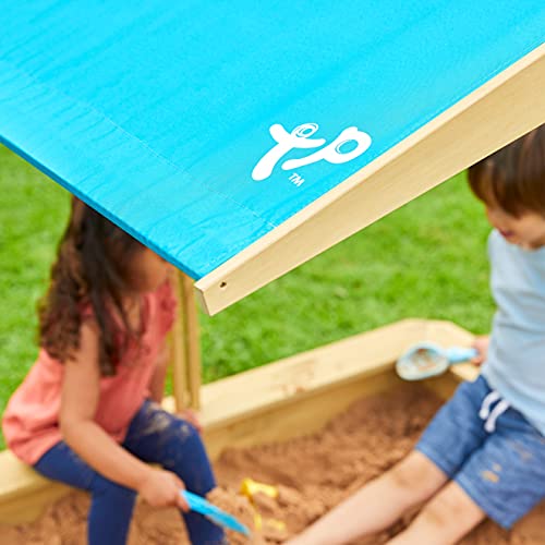 TP Toys, Wooden Sandpit with Sun Canopy, Large Outdoor Play Area with Canopy for Shade, Premium Sand Pit for Kids, Ideal for Gardens, Parks and Playgrounds, 118 x 118 x 120cm, Ages 2 Years+ - WoodArtSupply