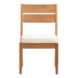 Linon Barlow Teak Outdoor Armless Set of 2 Dining Chairs and Cushions in Natural Linon