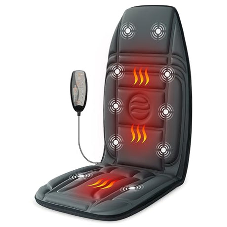 Heycool Vibration Back Massager with Heat, Massage Chair Pad with 10 Vibration Motors & 2 Heating Levels, Chair Massager for Recliner, Office Chair, Sofa Heycool