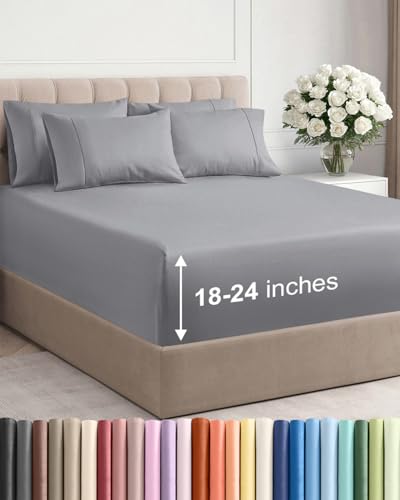 Extra Deep King Sheet Set - 6 Piece Breathable and Cooling Sheets - Hotel Luxury Bedding for Women, Men, Kids & Teens - Easy & Secure Fit - Soft, Wrinkle Free & Comfy - Extra Deep Pockets - Steel Blue CGK Unlimited