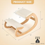 FIREFLOWERY Ergonomic Kneeling Chair, Wooden Posture Chair W/Extra Padding for Back Neck Pain Relief & Improving Posture, Rocking Meditation Stool W/Knee Support for Home Office (Beige) FIREFLOWERY