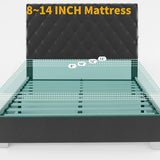 DWVO King Bed Frame with 53" Tall & 2 Charging Station, Velvet Upholstered Platform Bed with Button Tufted Headboard,No Box Spring Needed,Noise-Free (Black, Queen) DWVO