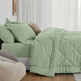 Love's cabin Twin Comforter Set Sage, 5 Pieces Twin Bed in a Bag, All Season Bedding Sets with 1 Comforter, 1 Flat Sheet, 1 Fitted Sheet, 1 Pillowcase and 1 Pillow Sham Love's cabin