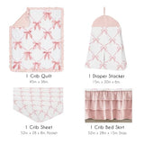 Sweet Jojo Designs 4-Piece Baby Crib Bedding Set (Pink Bows) for Girls, Infants/Nursery incl. Blanket, Fitted Sheet, Skirt, Diaper Stacker (Ruffles, Bow, Ballet Dancer, Ballerina Princess Collection) Sweet Jojo Designs