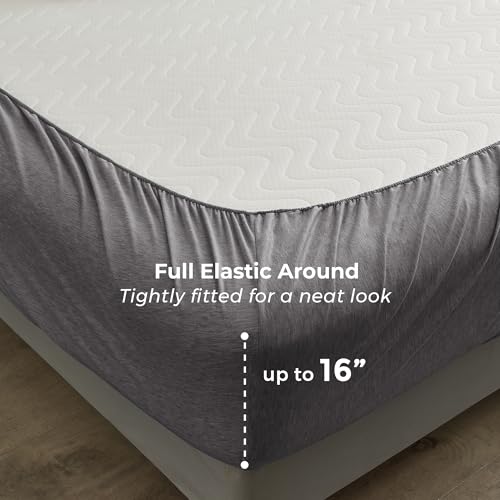 Pure Bedding Bed Sheets - Full Sheet Set [6-Piece, Heather Dark Grey] - Hotel Luxury 1800 Brushed Microfiber - Soft and Breathable - Deep Pocket Fitted Sheet, Flat Sheet, Pillow Cases Pure Bedding