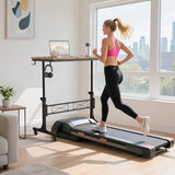 Small Portable Rolling Standing Desk - 32 Inch Adjustable Height Mobile Stand Up Desks with Wheels for Treadmill Walking Pad, Teacher Podium for Classroom, Couch Sofa Side Laptop Table, Rustic Brown WINAZ
