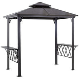 Outsunny 9' x 5' Grill Gazebo, Hardtop BBQ Gazebo Canopy with 2-Tier Polycarbonate Roof, Shelves Serving Tables and Hooks, for Backyard Patio Lawn Outsunny