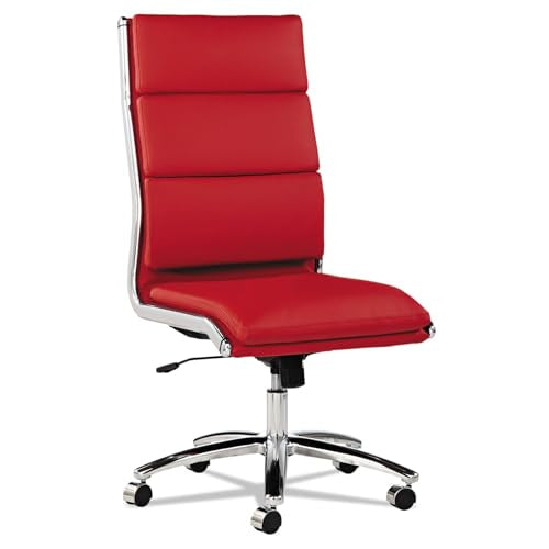 Alera, Red Neratoli Series HighBack Swivel/Tilt Chair, Soft Leather, Chrome Frame, High-Back Alera