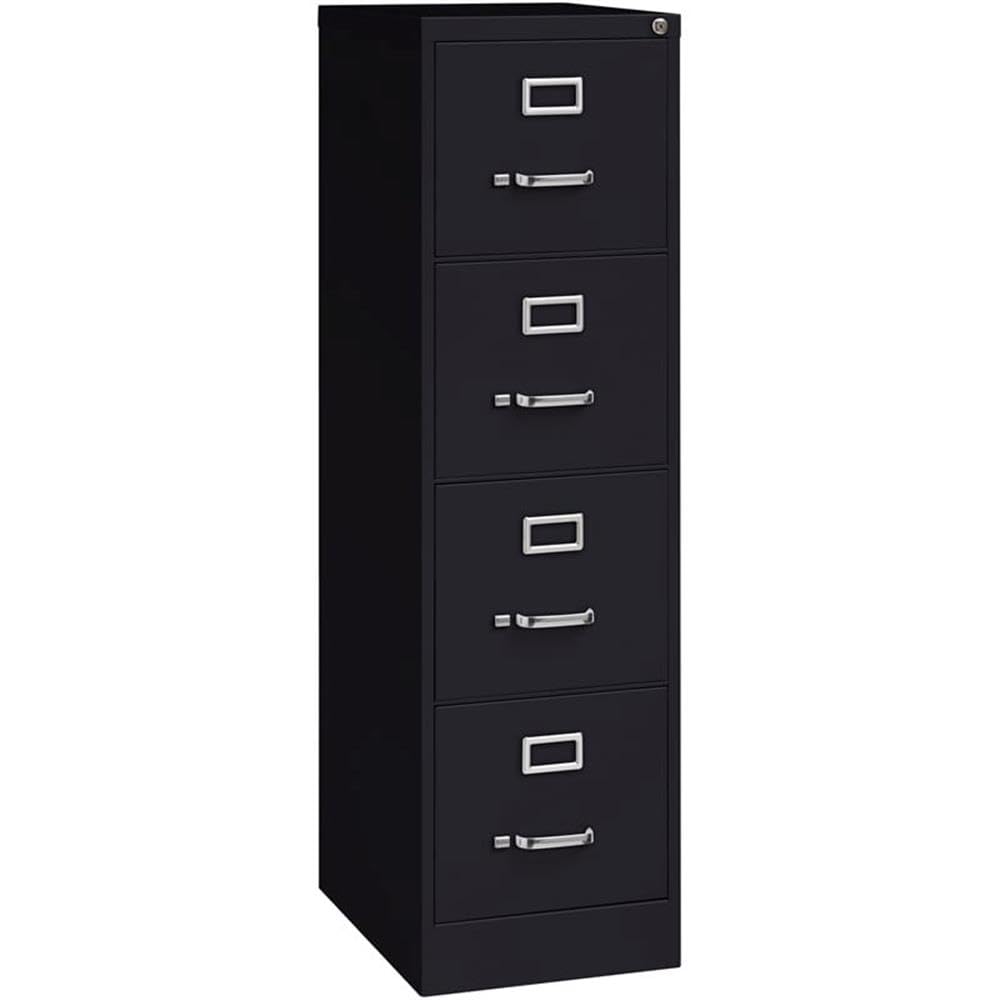 Pemberly Row 4 Drawers 52" Vertical Black Metal Filing Cabinet Lockable Pre-Assembled Stationary Letter Size for Home, Office Pemberly Row
