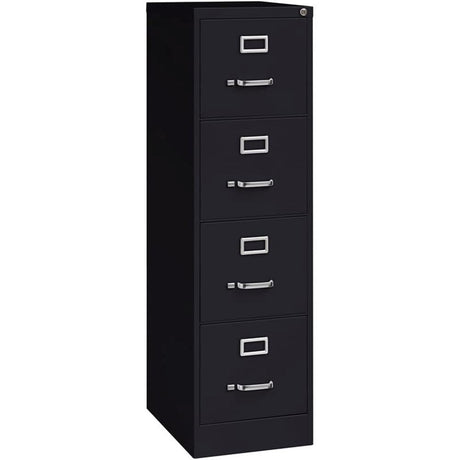 Pemberly Row 4 Drawers 52" Vertical Black Metal Filing Cabinet Lockable Pre-Assembled Stationary Letter Size for Home, Office Pemberly Row