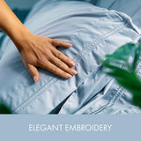 ClevaHome Queen Size Sheet Set - 6 Piece Soft Breathable Luxury Bed Sheet Set - Shrinkage & Fade Resistant Embroidered Bedding Sheet with Deep Pocket, 2 Extra Pillowcases (Queen, Chambray Blue) Cleva