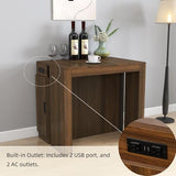KEIKI 23.62”-118”L Extendable Foldable Dining Room Table with Storage Cabinet & Outlet, 1-10 People Wood Modern Rectangle Expandable Furniture for Kitchen Living Meeting Room, 6 Length Options KEIKI