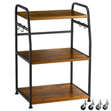 Vividwood Printer Stand - Large 3 Tier Printer Table with Adjustable Storage Shelf - Rolling Printer Cart with Wheels -Stable Desk for Printer Home Office Use (Rustic Brown) Vividwood