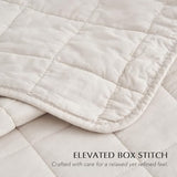 EVERGRACEHOME 100% Cotton Box Stitch Quilt Bedding Set Queen Size 3 Pieces, Garment-Washed Lightweight Soft Cozy Coverlet, Quilted Bedspread Sets with 2 Shams for All Season, Birch EVERGRACEHOME
