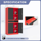 LISSIMO Metal Garage Storage Cabinet with Locking Doors and Drawer, 71" Steel Tool Storage Cabinet with Adjustable Shelves for Garage,Office,Warehouse (Red Black) LISSIMO