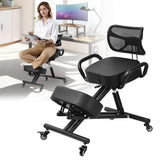 Ergonomic Kneeling Chair Height-Adjustable 32.2-36.2 in Postures Chairs with Lockable Wheels and Armrests Knee Chairs can Hold Up to 220 Lbs Kneeling Ergonomic Chair for Desk Home Meditation,Black Generic