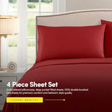 1500 Supreme Collection Bed Sheet Set - Extra Soft, Elastic Corner Straps, Deep Pockets, Wrinkle & Fade Resistant Hypoallergenic Sheets Set, Luxury Hotel Bedding, Queen, Red Sweet Home Collection